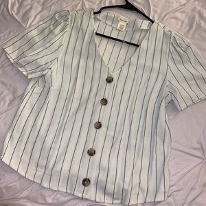 White and and Black Stripped Blouse